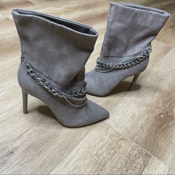 INC International Concepts Women's Taupe Stiletto Reanna Chain Dress Boots sz 5 - Picture 5 of 12